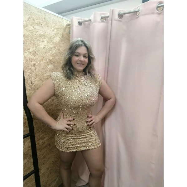 Vestido Glamour Lantejoulas ( Bege) - Image 2