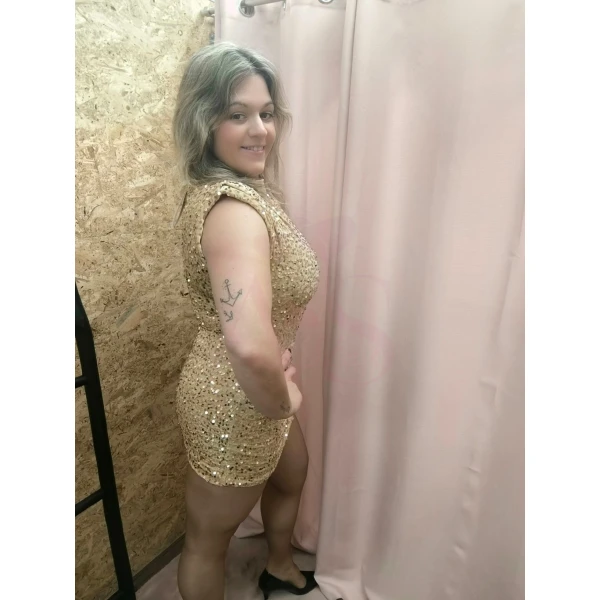 Vestido Glamour Lantejoulas ( Bege) - Image 5