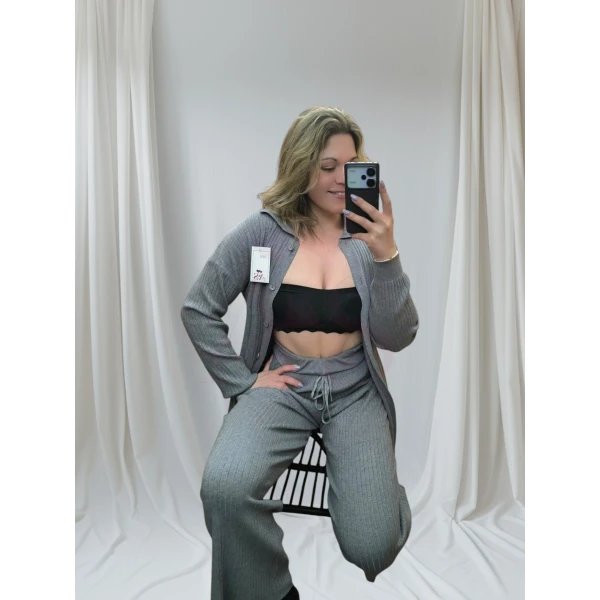 Conjunto De Malha Elegante ( Cinzento ) - Image 4