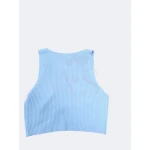 Top elegante e sofisticado é canelado com ancora dourada, disponível em azul, rosa e branco.