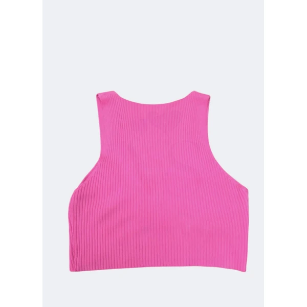 Top elegante e sofisticado canelado com ancora dourada, disponível em azul, rosa e branco.