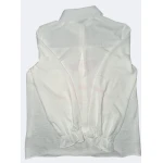 Blusa pérola chic branca feminina com gola decorada com pérolas e punhos franzidos, disponível no tamanho L
