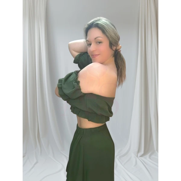 Conjunto feminino elegante casual em duas cores