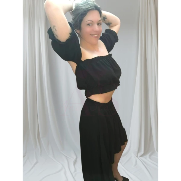 Conjunto feminino elegante casual em duas cores