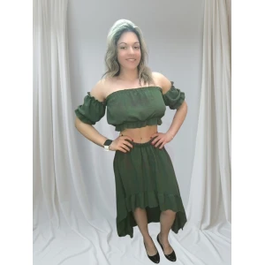 Conjunto feminino elegante casual em duas cores