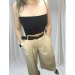 Pantalonas Aura Sofisticada disponíveis em preto, cinzento escuro e bege claro