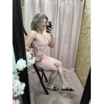 Vestido Realce Feminino em malha canelada com detalhes brancos