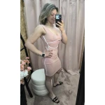Vestido Realce Feminino em malha canelada com detalhes brancos