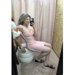 Vestido Realce Feminino em malha canelada com detalhes brancos