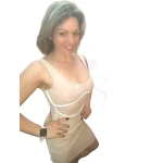 Vestido Realce Feminino em malha canelada com detalhes brancos