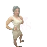 Vestido Realce Feminino em malha canelada com detalhes brancos