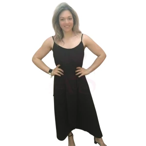Vestido Preto com Estilo de alças finas e corte fluido