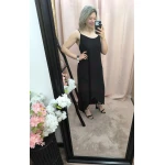 Vestido Preto com Estilo de alças finas e corte fluido
