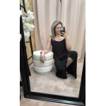Vestido Preto com Estilo de alças finas e corte fluido