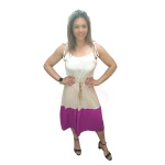 Vestido Bicolor Suave Elegância em tecido leve com detalhe em cordão dourado