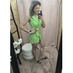 Vestido Colete Verde Lima com corte de alfaiataria e cinto
