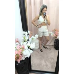 Calções de linho femininos em várias cores