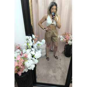 Calções de linho femininos em várias cores