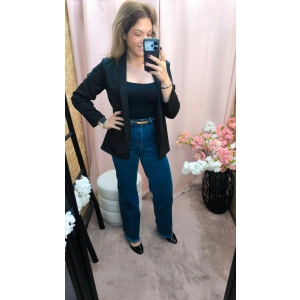 Blazer feminino elegante versátil em preto e bege tamanho único até L.