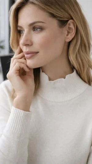 Camisola Meia Gola Branca